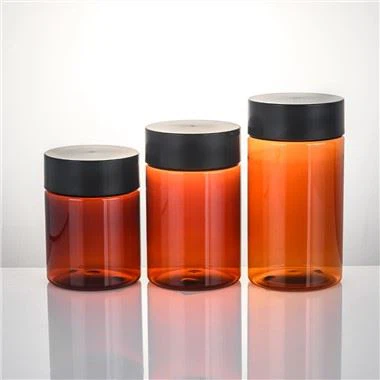 Brún PET plastkrukka með frostuðu loki