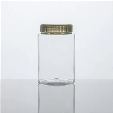 PET Transparent Food Grade fjórhliða plastkrukka